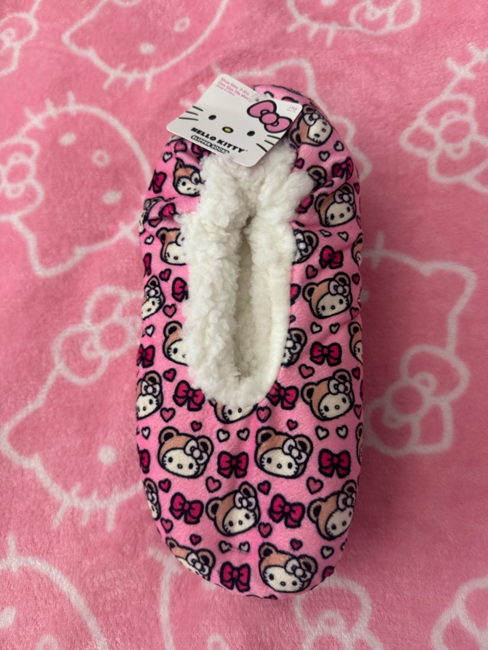 Hello Kitty Pink Plush Slipper Socks BNWT